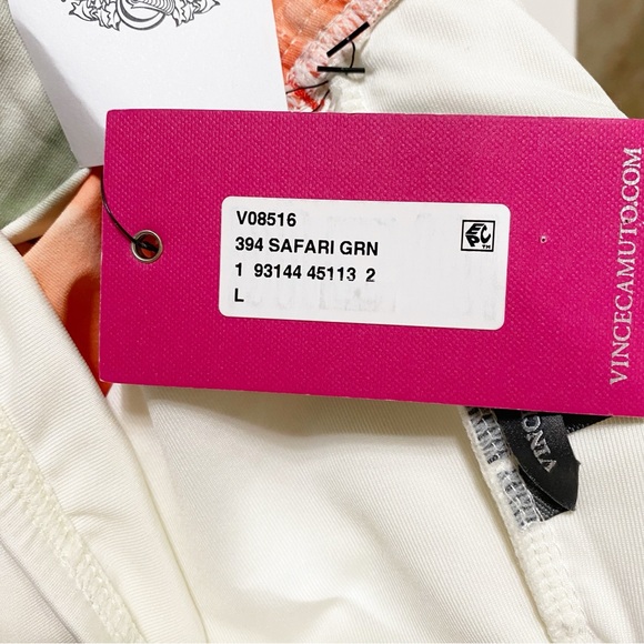 New Vince Camuto Draped Bandeau
Tankini Top Dip Dye Removable Strap Safari Green - Picture 9 of 11